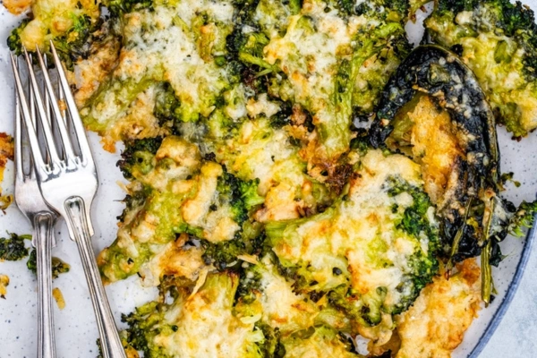 Easy Smashed Broccoli With Parmesan Cheese